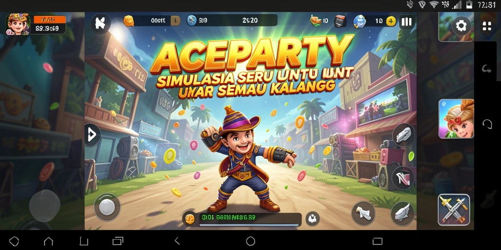 Tampilan gameplay seru di ACEPARTY dengan interaksi sosial.