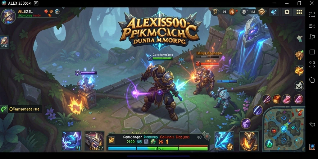 Tangkapan layar ALEXIS500 menampilkan pertempuran seru di dunia MMORPG.