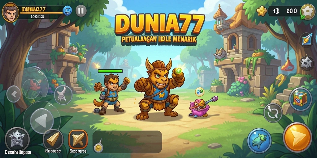 Tampilan gameplay DUNIA77 yang menarik dengan karakter beragam.