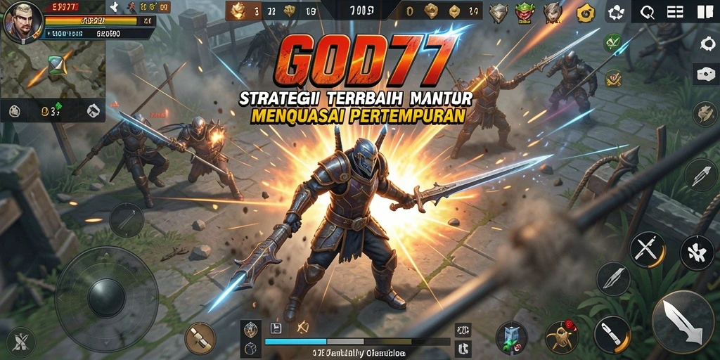 Tangkapan layar menunjukkan pertempuran strategi yang intens di GOD77.