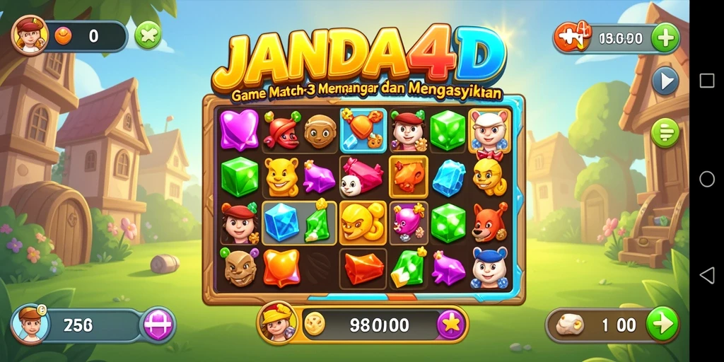 Tampilan gameplay JANDA4D yang penuh warna dan menarik.