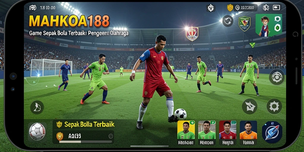 Tampilan gameplay menarik dari MAHKOTA188 dengan aksi sepak bola yang mendebarkan.