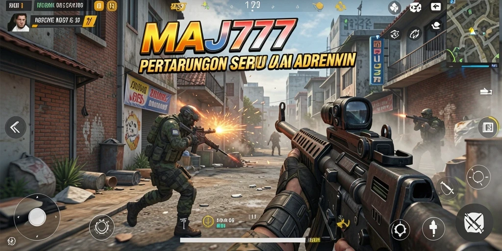 Tampilan menegangkan dari gameplay FPS yang intens.
