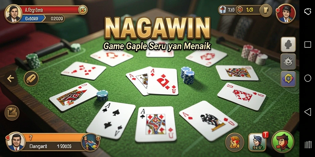Screenshot gameplay NAGAWIN menampilkan suasana seru bermain Gaple.