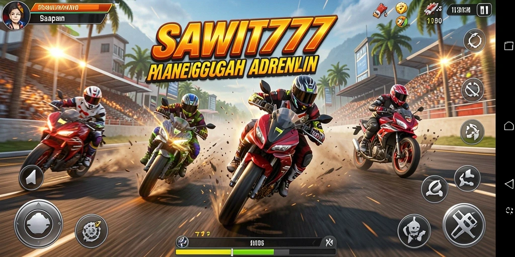 Tampilan gameplay mendebarkan di lintasan balapan SAWIT777.