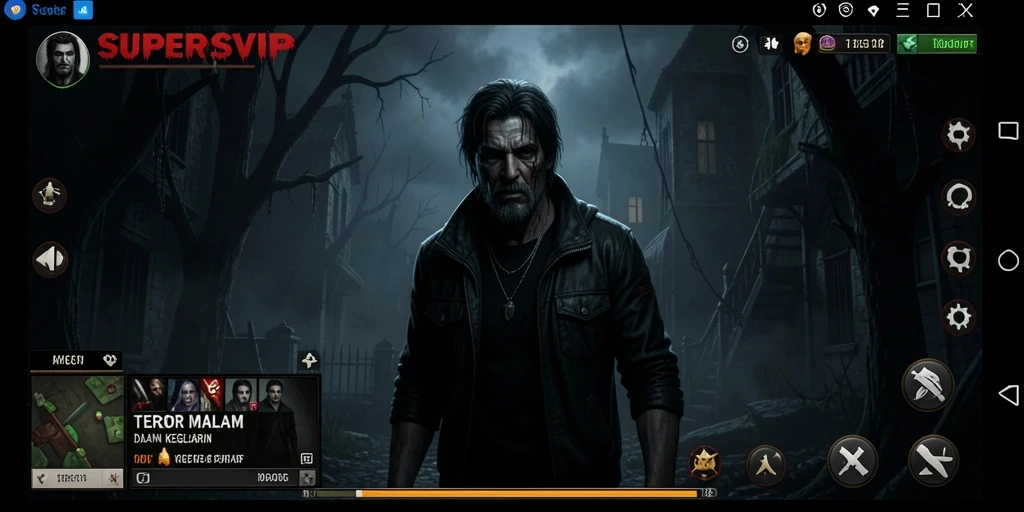 Screenshot menunjukkan suasana mencekam dalam gameplay SUPERSVIP.