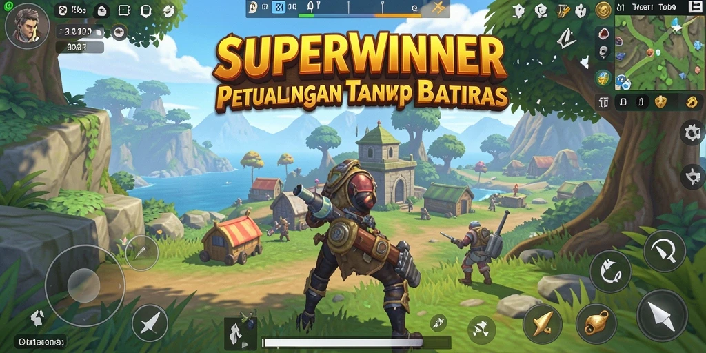Tangkapan layar menunjukkan aksi seru dalam dunia terbuka SUPERWINNER.