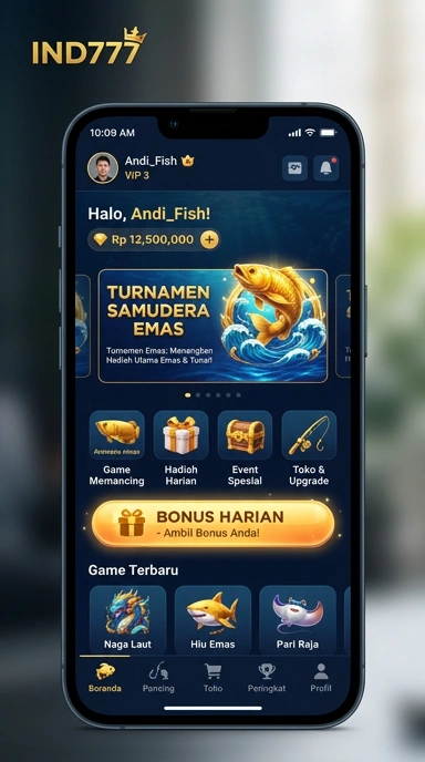 Cuplikan layar antarmuka aplikasi ind777 yang ramah pengguna.